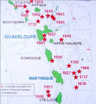 Carte des seismes en Caraïbe Carte des seismes en Caraïbe